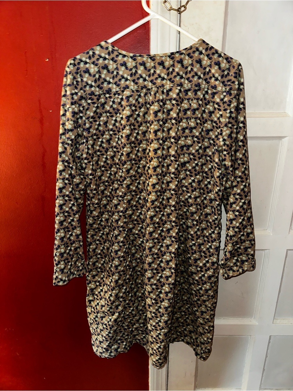 Boden Ditsy Leaf Print Corduroy Button-Down Shirt Dress Cotton Cottagecore Boho - Picture 3 of 6